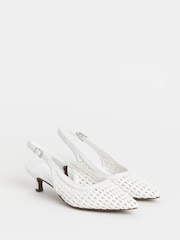 أبيض - JD Williams Woven Sling Back Pointed Heels - Image 3 of 4