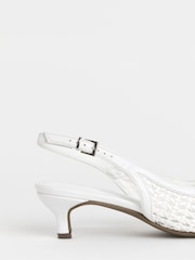أبيض - JD Williams Woven Sling Back Pointed Heels - Image 4 of 4