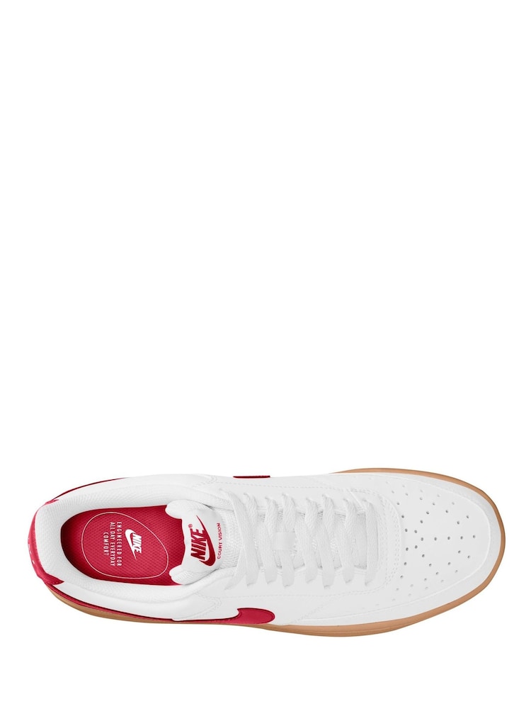 Nike White Red Court Vision Low Trainers - Image 2 of 3 Nike White Red Court Vision Low Trainers - Image 2 of 3