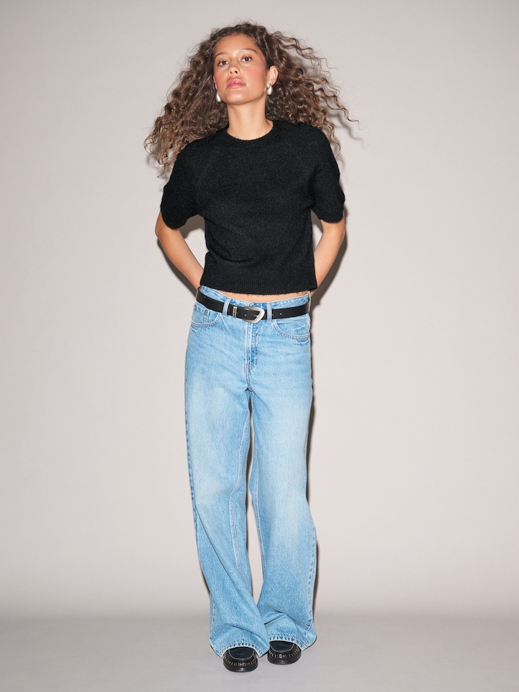 שחור - Knitted Short Sleeve Jumper - תמונה 2 מתוך 6 שחור - Knitted Short Sleeve Jumper - תמונה 2 מתוך 6