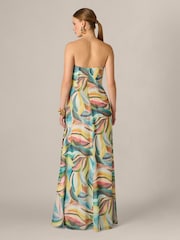 Adrianna Papell Green Printed Chiffon Long Dress - Image 2 of 6