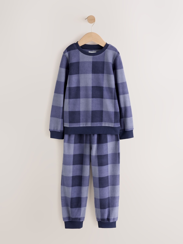Blue Check Cosy Fleece Pyjamas Set (3-16yrs) - Image 1 of 4 Blue Check Cosy Fleece Pyjamas Set (3-16yrs) - Image 1 of 4