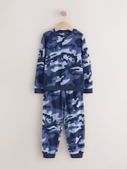 Blue Camo Printed Cosy Fleece Pyjamas (3-16yrs) - Image 4 of 7