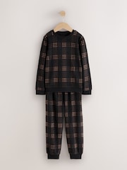 Black/Neutral Check Cosy Fleece Pyjamas Set (3-16yrs) - Image 6 of 9