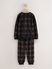 Black/Neutral Check Cosy Fleece Pyjamas Set (3-16yrs) - Image 7 of 9