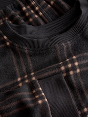 Black/Neutral Check Cosy Fleece Pyjamas Set (3-16yrs) - Image 8 of 9