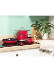 Russell Hobbs 4 Piece Red Riviera Pans Set - Image 4 of 5