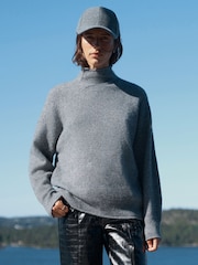 Grey Long Sleeve Standneck Knit Jumper With Wool - Image 1 of 5