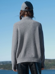Grey Long Sleeve Standneck Knit Jumper With Wool - Image 2 of 5