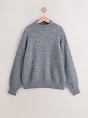 Grey Long Sleeve Standneck Knit Jumper With Wool - Image 3 of 5