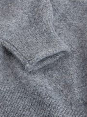 Grey Long Sleeve Standneck Knit Jumper With Wool - Image 4 of 5