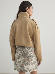 Ecru Tapestry Floral Mini Denim Skirt - Image 3 of 4