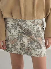 Ecru Tapestry Floral Mini Denim Skirt - Image 4 of 4