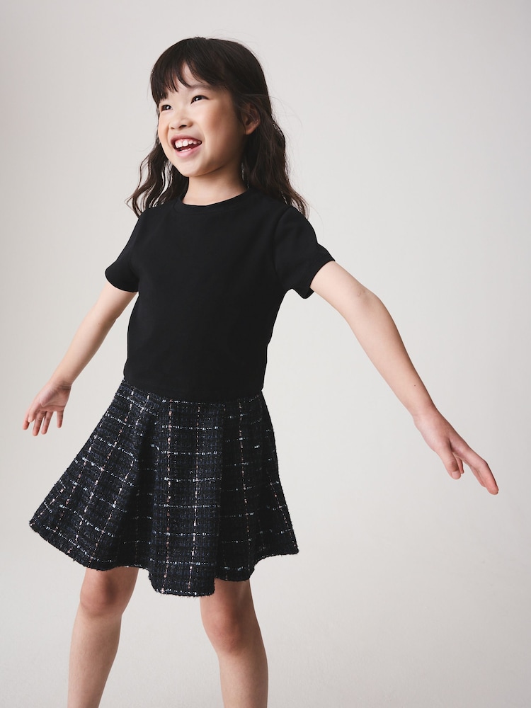Navy Blue Check Pleated Skirt (3-16yrs) - Image 2 of 5 Navy Blue Check Pleated Skirt (3-16yrs) - Image 2 of 5