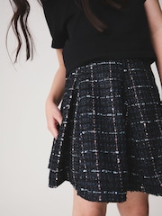 Navy Blue Check Pleated Skirt (3-16yrs) - Image 4 of 5