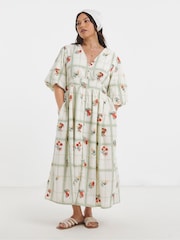 Simply Be White Waist Detail Midi Dress - Image 1 of 4