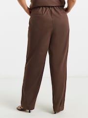 Simply Be Brown Barrel Leg Linen Trousers - Image 2 of 4
