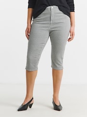 Simply Be Black Gingham Capri Jeans - Image 2 of 4