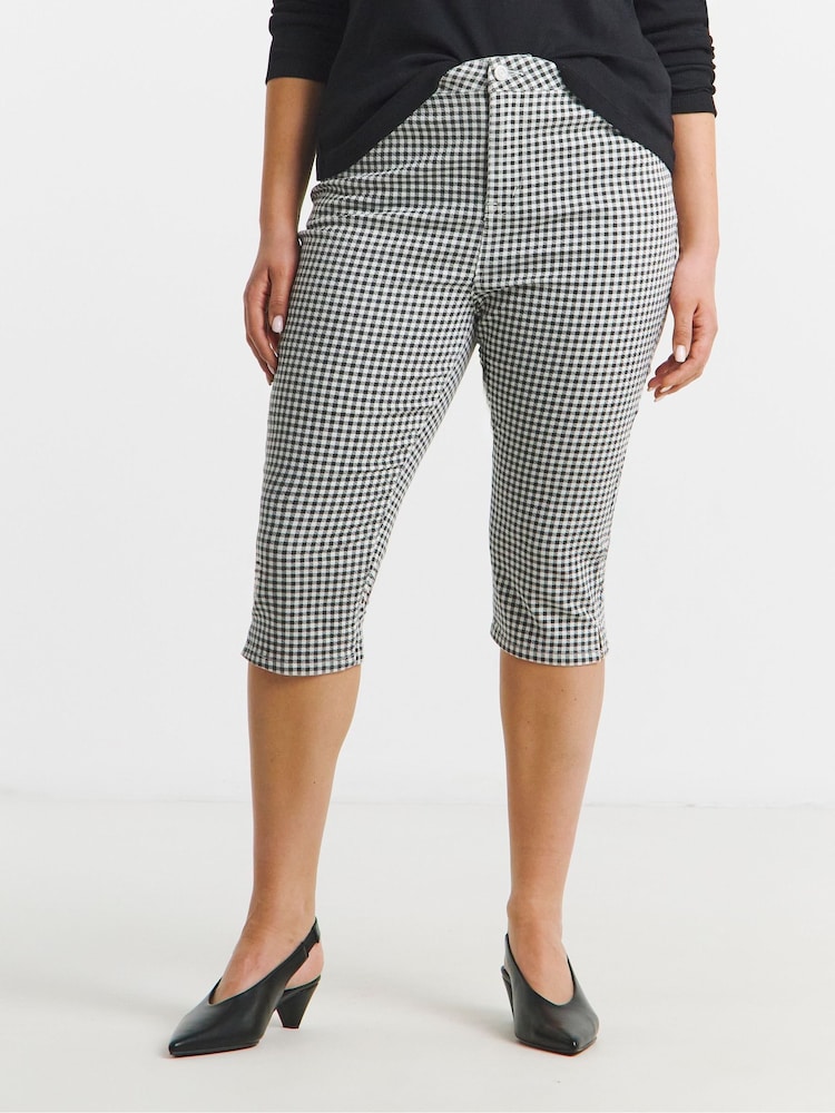 Simply Be Black Gingham Capri Jeans - Image 2 of 4