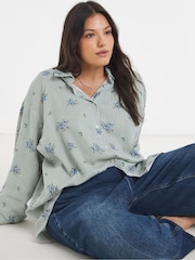 Simply Be White Puff Sleeve Button Down Linen Top - Image 1 of 4