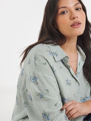 Simply Be White Puff Sleeve Button Down Linen Top - Image 4 of 4