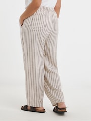 Simply Be Natural Stripe Linen Barrel Leg Trousers - Image 2 of 4