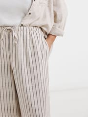 Simply Be Natural Stripe Linen Barrel Leg Trousers - Image 4 of 4
