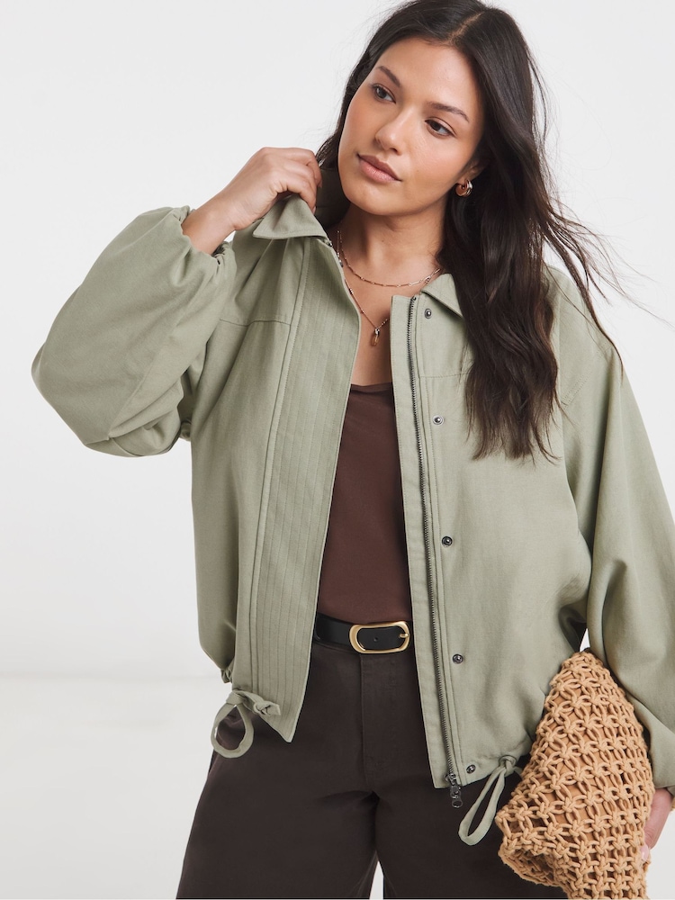 ירוק - Simply Be Cotton Lightweight Short Hooded Parka - תמונה 1 מתוך 4