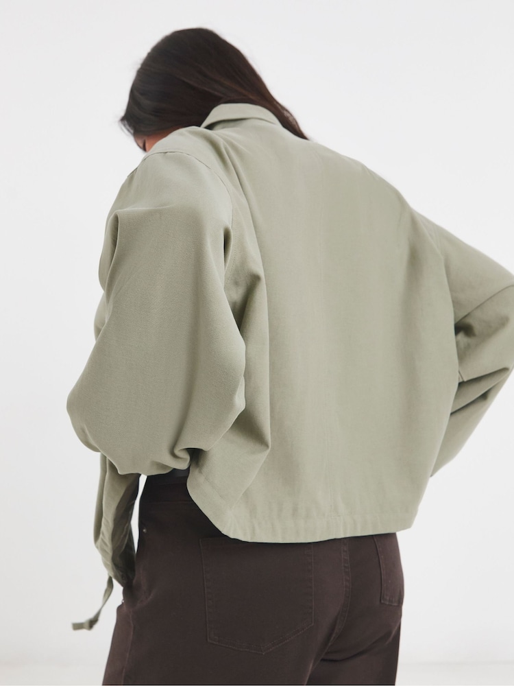 ירוק - Simply Be Cotton Lightweight Short Hooded Parka - תמונה 2 מתוך 4