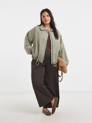 ירוק - Simply Be Cotton Lightweight Short Hooded Parka - תמונה 3 מתוך 4