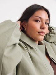 ירוק - Simply Be Cotton Lightweight Short Hooded Parka - תמונה 4 מתוך 4