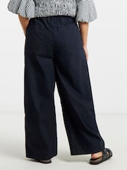 Simply Be Black Tie Waist Cotton Poplin Barrel Leg Trousers - Image 2 of 4