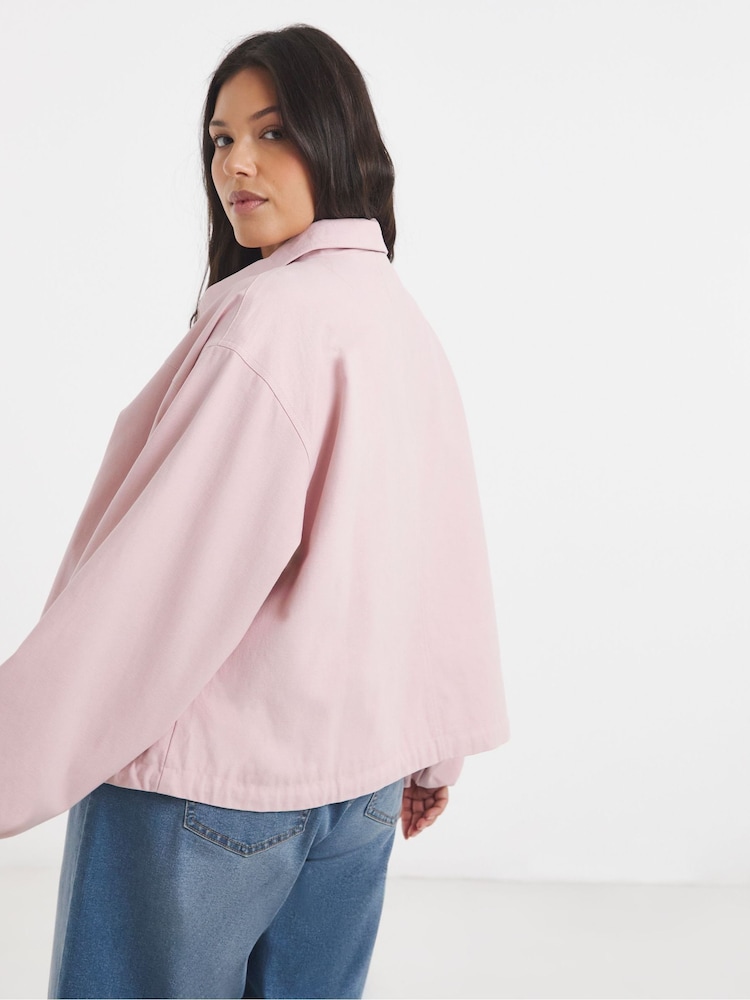 ורוד - Simply Be Cotton Lightweight Short Hooded Parka - תמונה 2 מתוך 4