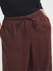 Simply Be Brown Tie Waist Linen Barrel Leg Trousers - Image 4 of 4