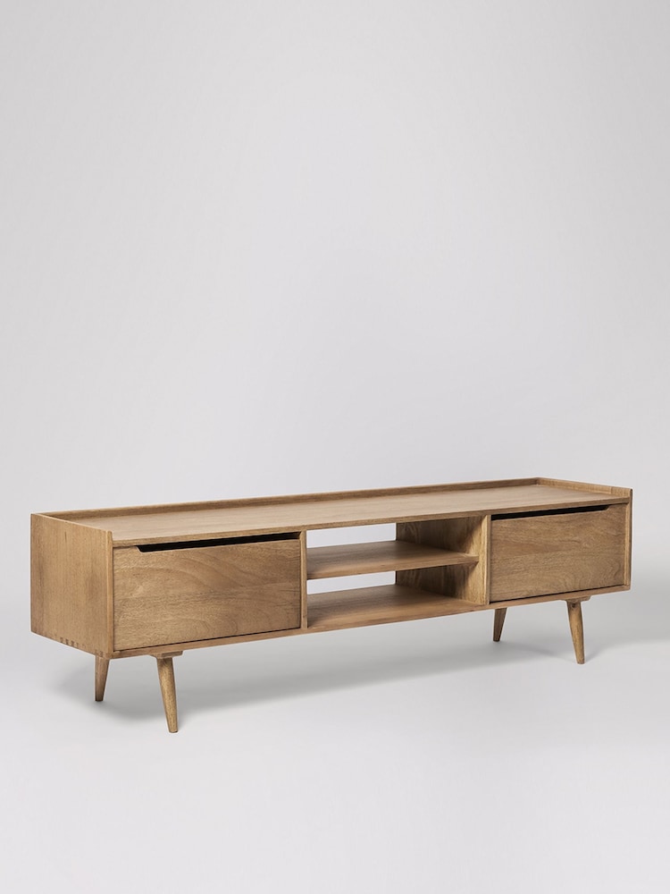 Swoon Light Brown Southwark Mango Wood Wide Media Unit - Image 2 of 5 Swoon Light Brown Southwark Mango Wood Wide Media Unit - Image 2 of 5