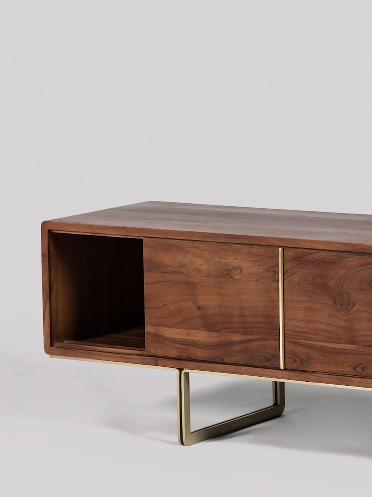 Swoon Mid Brown Hove Acacia Wood Media Unit - Image 5 of 5