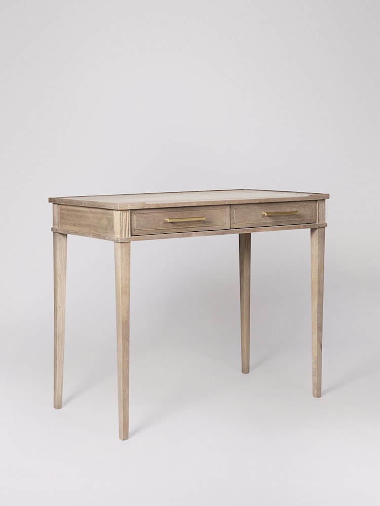 Swoon Grey Claudine Mango Wood Two-Drawer Desk - Image 2 of 5