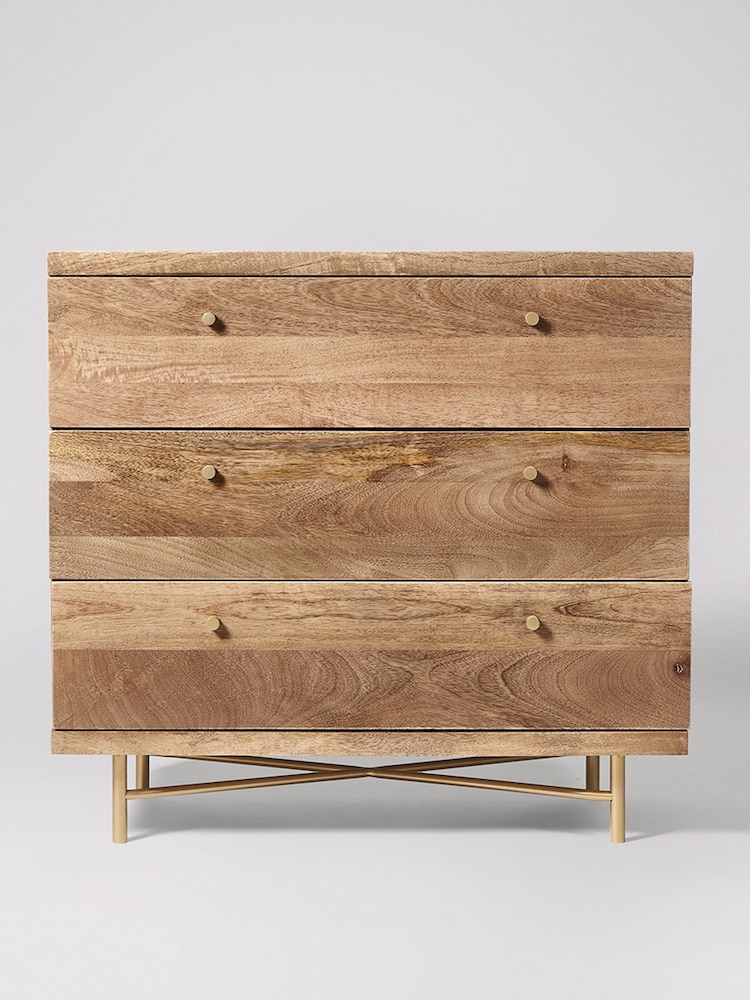 Swoon Light Brown Halle Mango Wood 3 Drawer Chest - Image 1 of 5