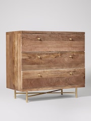 Swoon Light Brown Halle Mango Wood 3 Drawer Chest - Image 2 of 5