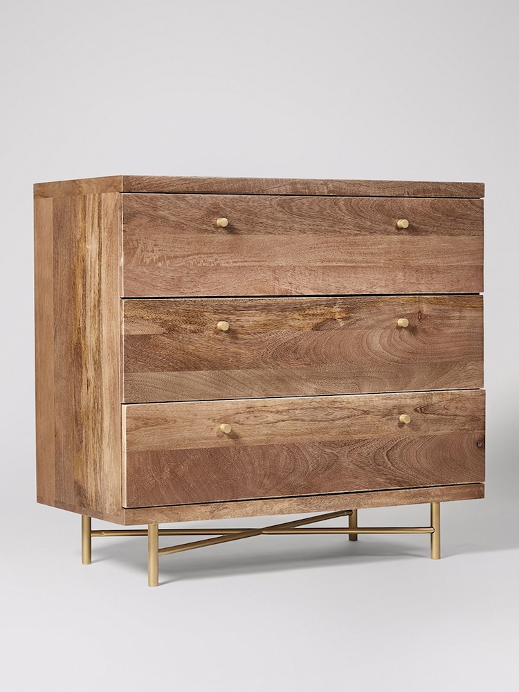 Swoon Light Brown Halle Mango Wood 3 Drawer Chest - Image 2 of 5