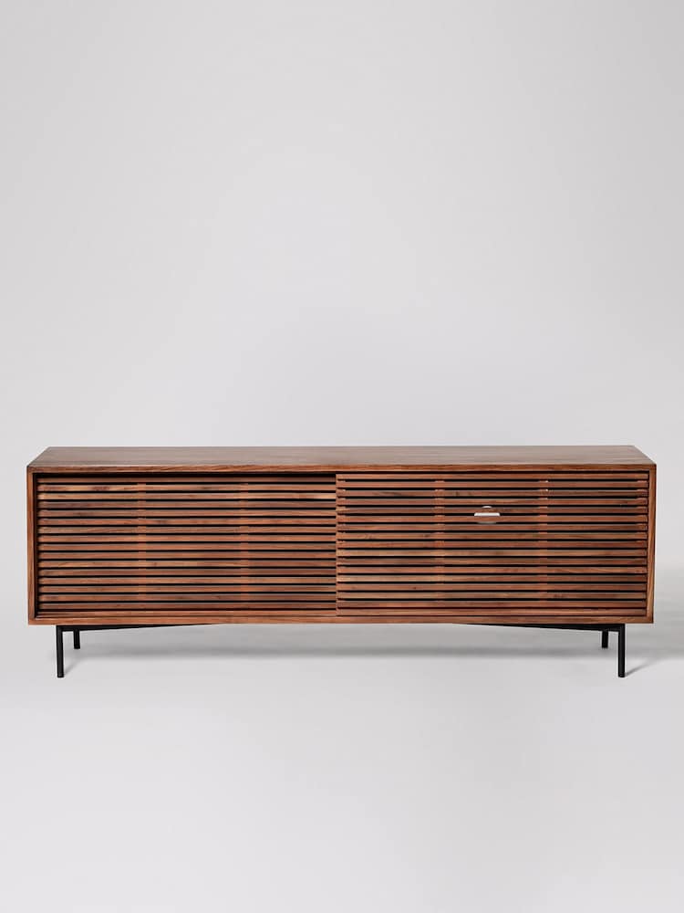 Swoon Mid Brown Weaving Mango Wood Media Unit - Image 1 of 4 Swoon Mid Brown Weaving Mango Wood Media Unit - Image 1 of 4