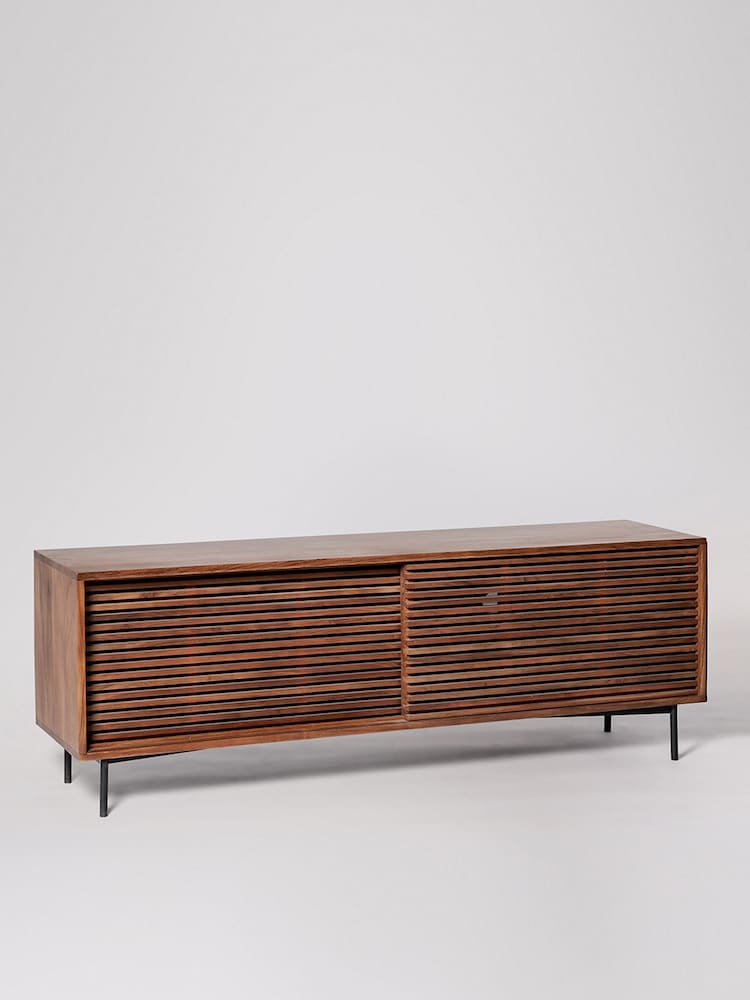 Swoon Mid Brown Weaving Mango Wood Media Unit - Image 2 of 4 Swoon Mid Brown Weaving Mango Wood Media Unit - Image 2 of 4