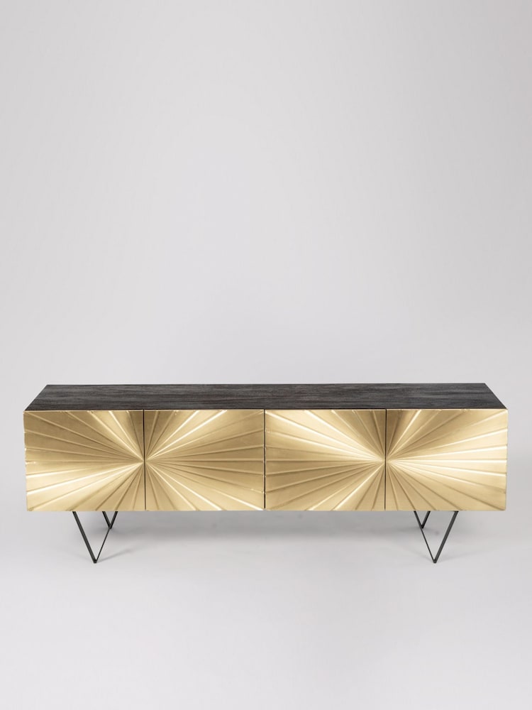 Swoon Black Ziggy Mango Wood Wide Media Unit - Image 1 of 6