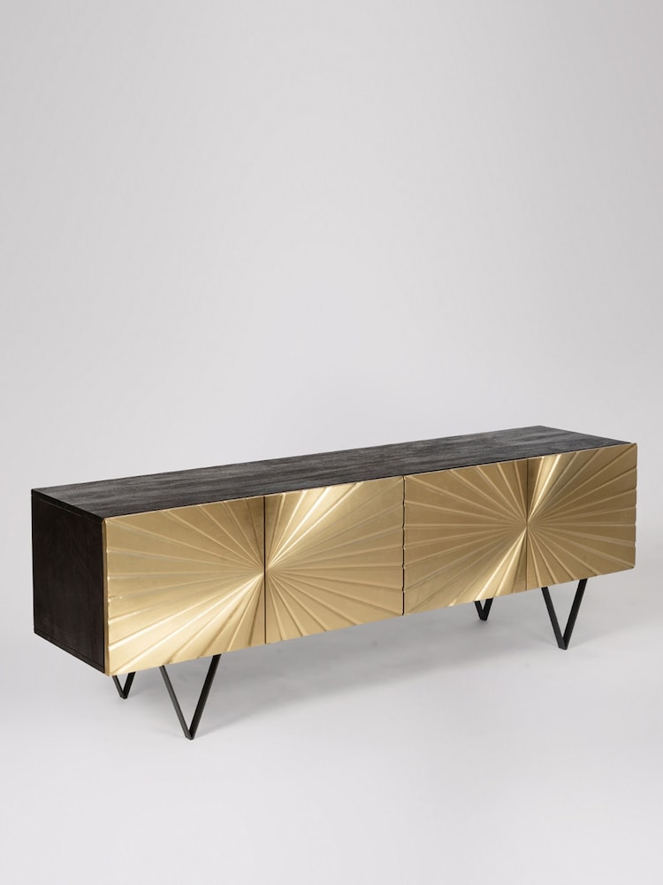 Swoon Black Ziggy Mango Wood Wide Media Unit - Image 2 of 6