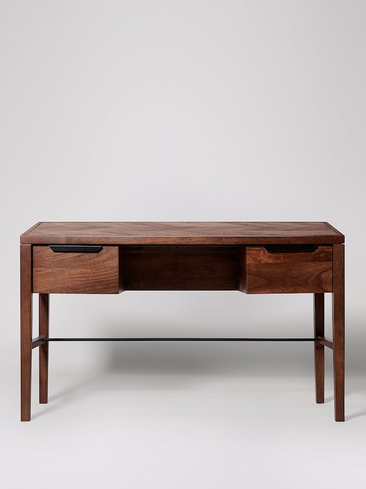 Swoon Mid Brown Metz Mango Wood Two-Drawer Desk - Image 2 of 6