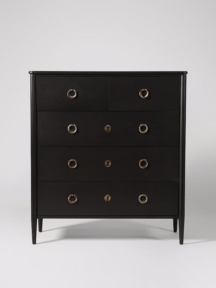 Swoon Black Reyna Mango Wood Five-Drawer Chest Of Drawers - Image 1 of 5 Swoon Black Reyna Mango Wood Five-Drawer Chest Of Drawers - Image 1 of 5