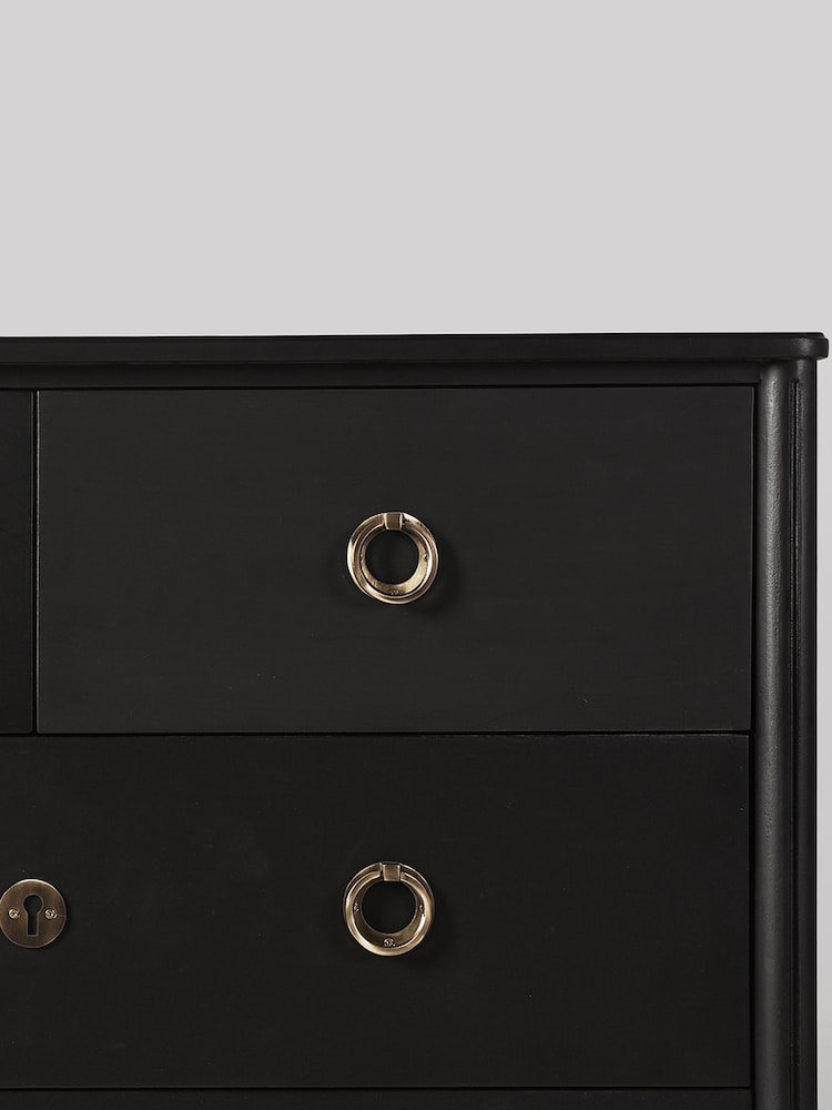 Swoon Black Reyna Mango Wood Five-Drawer Chest Of Drawers - Image 5 of 5 Swoon Black Reyna Mango Wood Five-Drawer Chest Of Drawers - Image 5 of 5