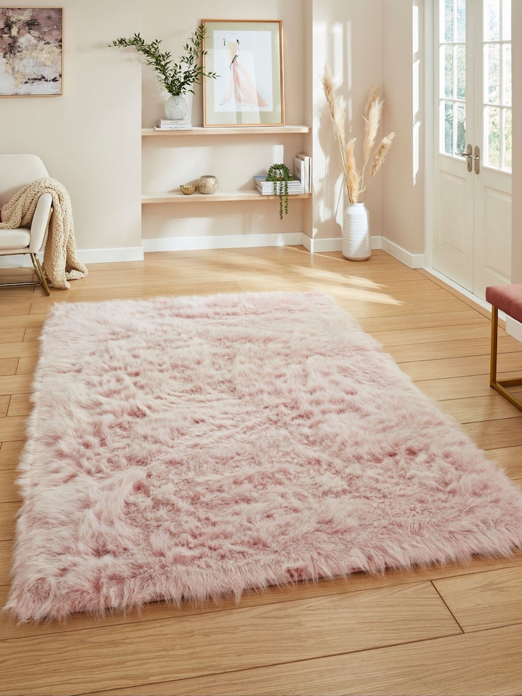 Think Rugs Rose Polar Plush Plain Shaggy Rug - Image 1 of 6