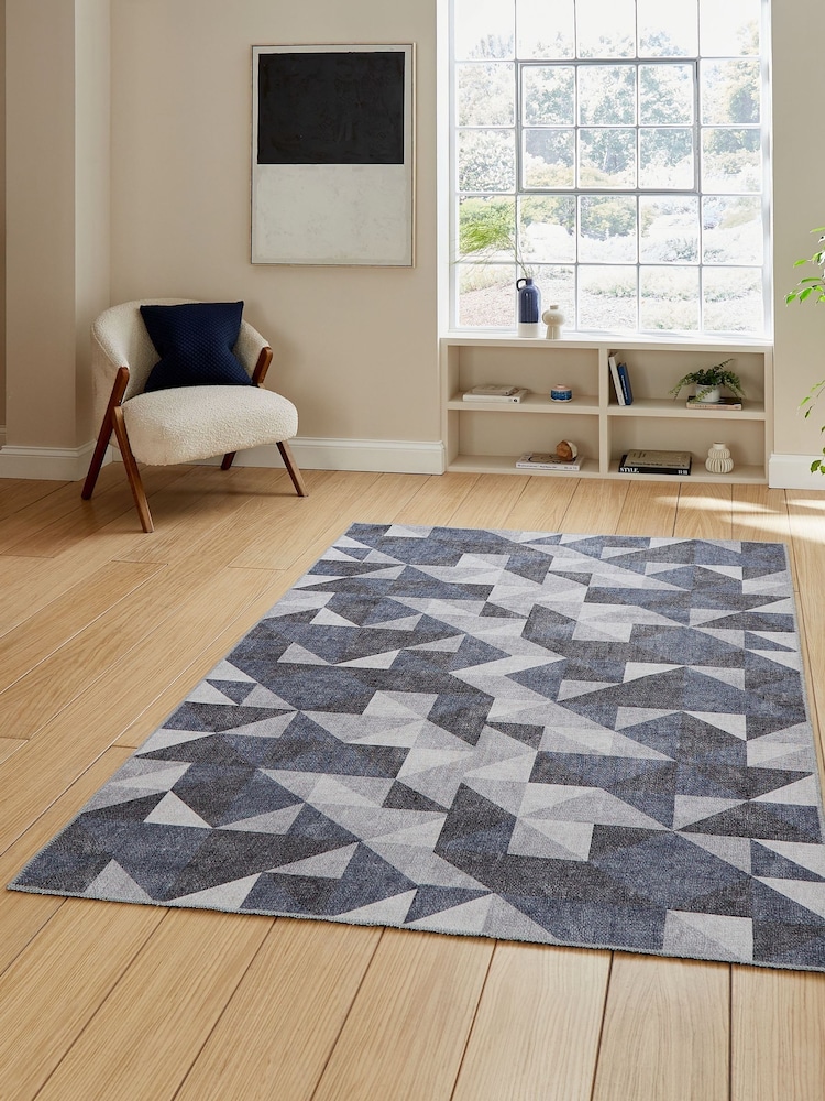 Think Rugs Blue Coral H1057 Modern Geometric Rug - Image 1 of 6 Think Rugs Blue Coral H1057 Modern Geometric Rug - Image 1 of 6