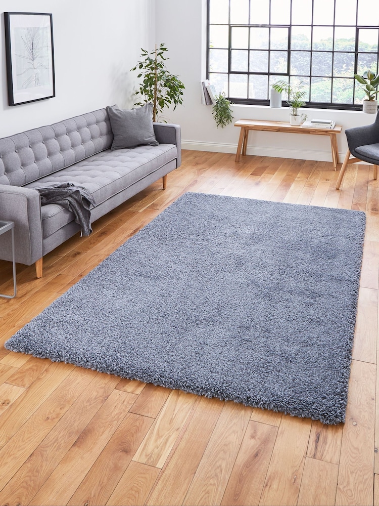 Think Rugs Slate Grey Sierra 9000 Plain Shaggy Rug - Image 1 of 5